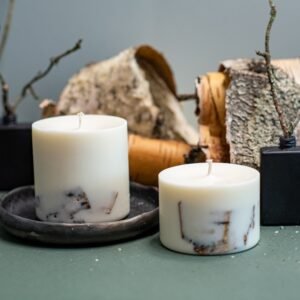 TL Candles handmade soy wax candle with birch bark and birch scent, natural eco-friendly candle handmade in Latvia