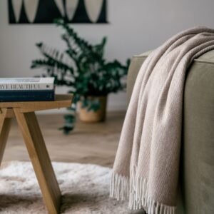 ALPAKA Classic Fishbone Alpaca Wool Throw, soft woven plaid, Nordic-inspired design, made in Peru