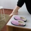 OKU Brussels lambswool slippers in light pink – handmade in Estonia, natural wool felt indoor shoes with Nordic design