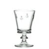 La Rochère Bee glasses set of 4, 220 ml transparent and coloured pressed glass stemware in eggplant, emerald, green and blue from the Abeille (Bee) collection, made in France