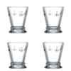 La Rochère Bee Water Glasses Set of 4, 250 ml transparent pressed glass tumblers from the Abeille (Bee) collection, made in France