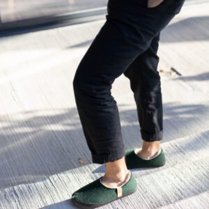 Alternative view of TOKU Budapest Slippers with Lambswool - Dark Green