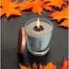 Candledust Unscented Powder Candle in Glass Emerald 160 g, handmade Estonian powder candle, refillable plant wax, clean-burning and unscented