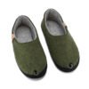TOKU Budapest felt slippers in moss green – handmade in Estonia, unisex indoor shoes with natural wool felt and Nordic design