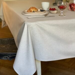 Nord 3 rectangular tablecloth made from recycled linen blend in neutral tones, handmade in Europe