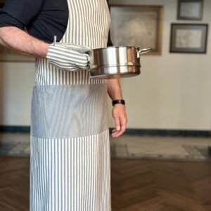 Unisex apron Nord 1 by Hortensias Home, Scandinavian-style recycled fabric apron with pockets, handmade in Latvia