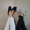 TOKU Brussels lambswool slippers in white – handmade in Estonia, natural wool felt indoor shoes, Nordic minimalist design