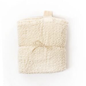 KOOSdisain big linen towel in textured white, made from 100% pre-washed linen