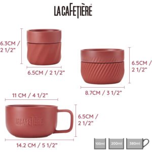 La Cafetière Red Coffee Mugs, 3 pcs