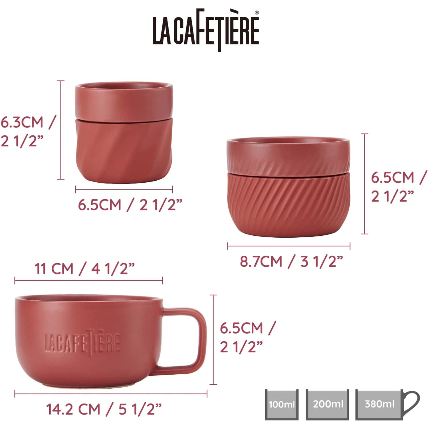 La Cafetière Red Coffee Mugs, 3 pcs La Cafetière Red Coffee Mugs, 3 pcs - Image 5