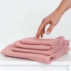 Alternative view of Organic Waffle Cotton Towel - Peach