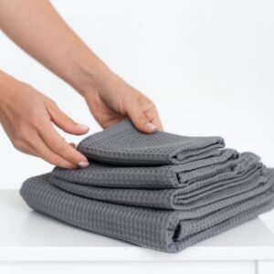 Alternative view of Organic Waffle Cotton Towel - Gray