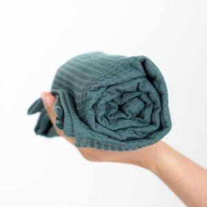 Alternative view of Organic Waffle Cotton Towel - Petrol