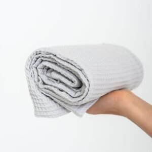Alternative view of Organic Waffle Cotton Towel - Light Gray