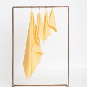 NUSS 100% OEKO-TEX certified cotton towels in four sizes with hanging loops, handmade in Latvia