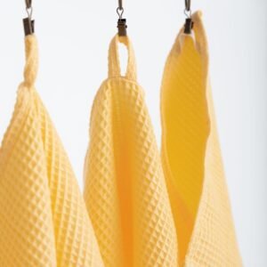 Alternative view of Organic Waffle Cotton Towel - Yellow