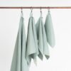 Organic sage green waffle cotton towel handmade in Latvia, OEKO-TEX certified, soft and quick-drying