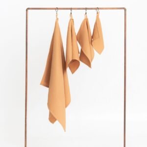 Organic caramel waffle cotton towel handmade in Latvia, OEKO-TEX certified, soft, absorbent and quick-drying