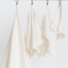 Organic cream waffle cotton towel handmade in Latvia, OEKO-TEX certified, soft and quick-drying