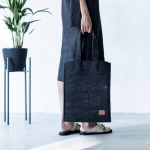 NORDHALE Hof Tote Bag Black, recycled PET felt tote, handmade in Estonia