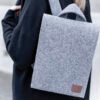 NORDHALE LUND MINI grey felt backpack, handmade minimalist unisex daypack