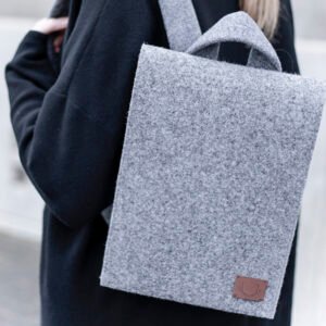 NORDHALE LUND MINI grey felt backpack, handmade minimalist unisex daypack