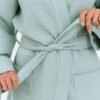 NUSS long waffle cotton robe for women, OEKO-TEX certified, handmade in Latvia, breathable bathrobe