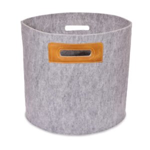 omaking felt basket grey cognac handmade nordic home decor storage