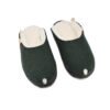 TOKU Brussels lambswool slippers in dark green – handmade in Estonia, natural felt indoor shoes, unisex Nordic design