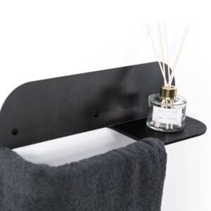Alternative view of Steel & Wood Towel Rack - Waxed Steel