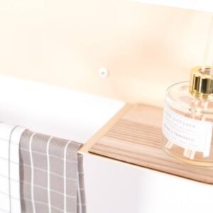 Alternative view of Steel & Wood Towel Rack - Beige