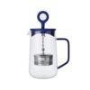 La Cafetière Gyro Glass Teapot in blue, 1.25 L borosilicate glass teapot with stainless steel infuser for loose leaf tea