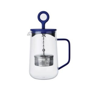 La Cafetière Gyro Glass Teapot in blue, 1.25 L borosilicate glass teapot with stainless steel infuser for loose leaf tea
