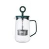 La Cafetière Gyro Glass Teapot in green, 1.25 L borosilicate glass teapot with stainless steel infuser for loose leaf tea