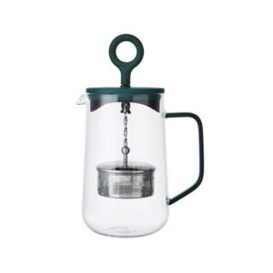 La Cafetière Gyro Glass Teapot in green, 1.25 L borosilicate glass teapot with stainless steel infuser for loose leaf tea