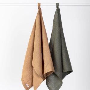 Classic linen kitchen towel handmade in Latvia, natural 100% linen, absorbent and antibacterial, beige earth tone