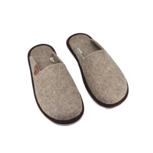 Pelsi natural felt slippers in brown – handmade in Estonia, wool indoor shoes, Nordic minimalist design by OmaKing