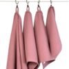 Organic old pink waffle cotton towel handmade in Latvia, OEKO-TEX certified, soft and quick-drying