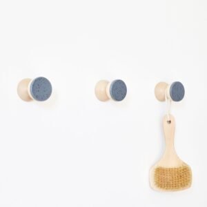 Beech Wood & Ceramic Wall Hook by 5mm Paper – handmade in Portugal, beech wood with blue-black speckled ceramic front