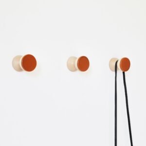 Beech Wood & Ceramic Wall Hook by 5mm Paper – handmade in Portugal, dark terracotta ceramic front