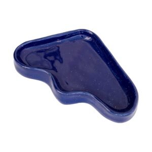 Ceramic Wave Tray – Blue Triangle by 5mm Paper, handmade in Portugal, speckled blue ceramic dish