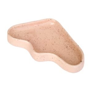 Ceramic Wave Tray – Peach Triangle by 5mm Paper, handmade in Portugal, speckled peach ceramic dish