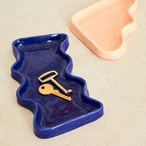 Ceramic Wave Tray – Rectangular Blue by 5mm Paper, handmade in Portugal, speckled blue rectangular ceramic tray