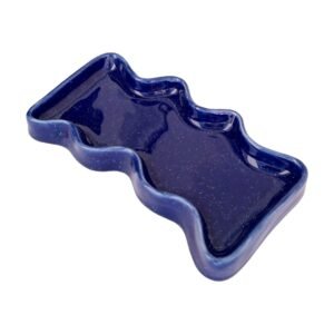 Alternative view of Ceramic Wave Tray – Rectangular Blue