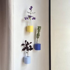 Ribble Wall Vase Blue by 5mm Paper – handmade Portuguese wall vase in natural beech wood with soft blue finish