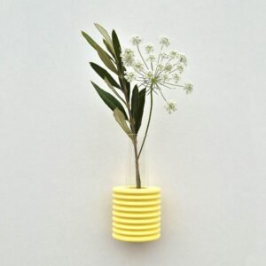 Ribble Wall Vase Yellow by 5mm Paper – handmade Portuguese wall vase in beech wood with bright yellow water-based finish