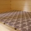 LOKO Sauna Seating Pad Hiiumaa Fly Pattern, linen and cotton sauna bench pad, inspired by Hiiumaa Hanikatsi motif, handmade in Estonia