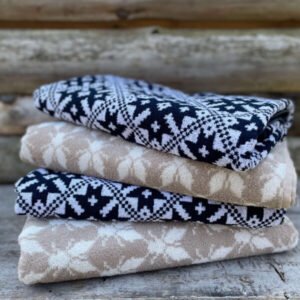 LOKO Sauna Towel Pärnumaa, 100% cotton terry sauna towel, inspired by traditional Pärnumaa mitten pattern, handmade in Estonia