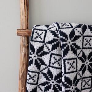LOKO Sauna Towel Hiiumaa, 100% cotton terry sauna towel, inspired by traditional Hiiumaa mitten pattern, handmade in Estonia