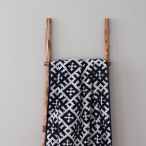 LOKO Sauna Towel Setumaa, 100% cotton terry sauna towel, inspired by traditional Setumaa mitten pattern, handmade in Estonia